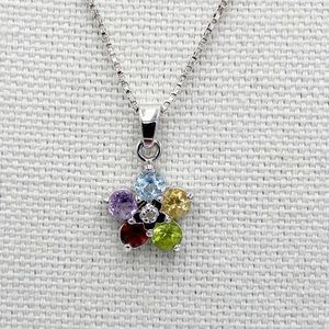 Sterling Silver Flower Pendant Necklace Hallmarked RSE 925